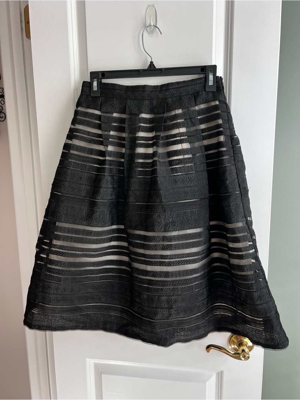 Forever 21 Contemporary Black Striped Circle Flare Skirt Size S
